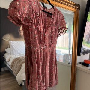 Reformation Dusty Rose Floral Mini Dress